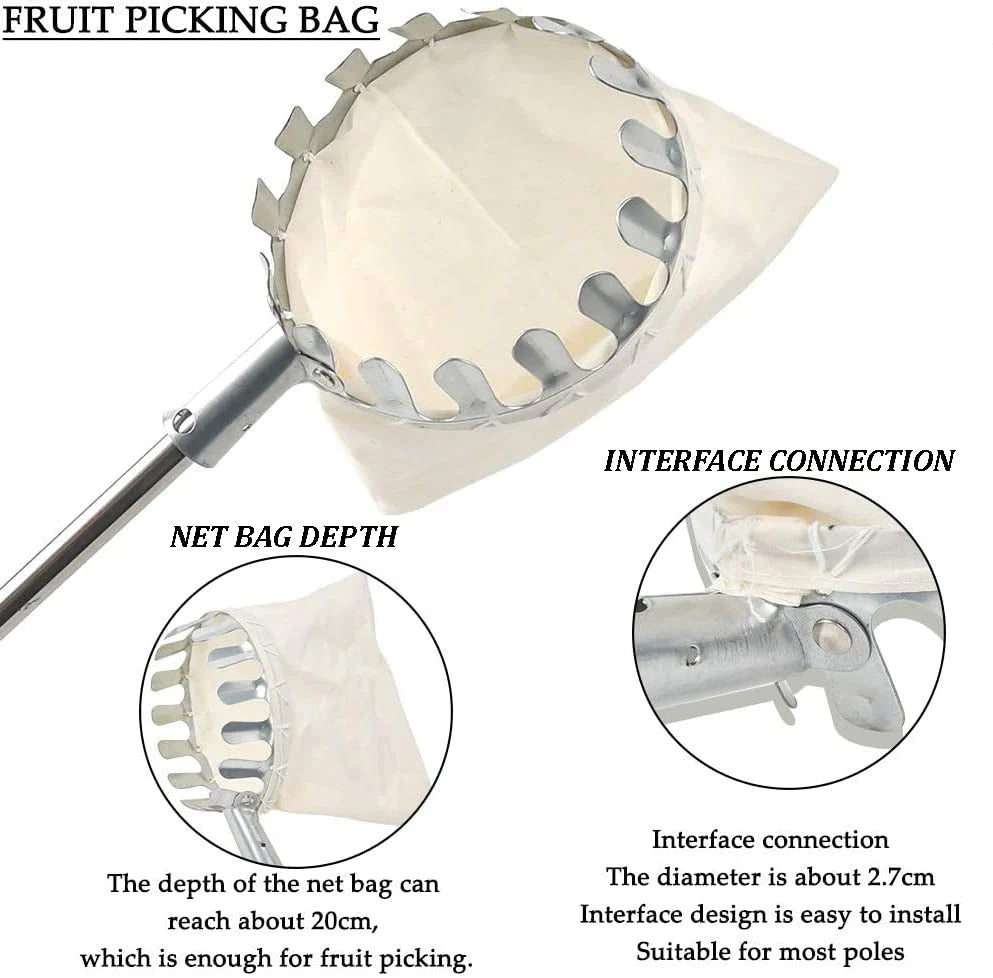 Premium Fruit Picker Basket Tool with Storage Bag